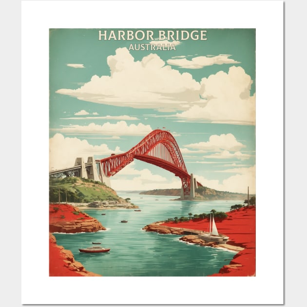 Harbor Bridge Australia Vintage Travel Poster Tourism Wall Art by TravelersGems